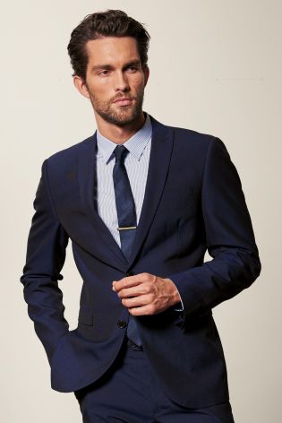 Blue Tailored Fit Suit: Jacket